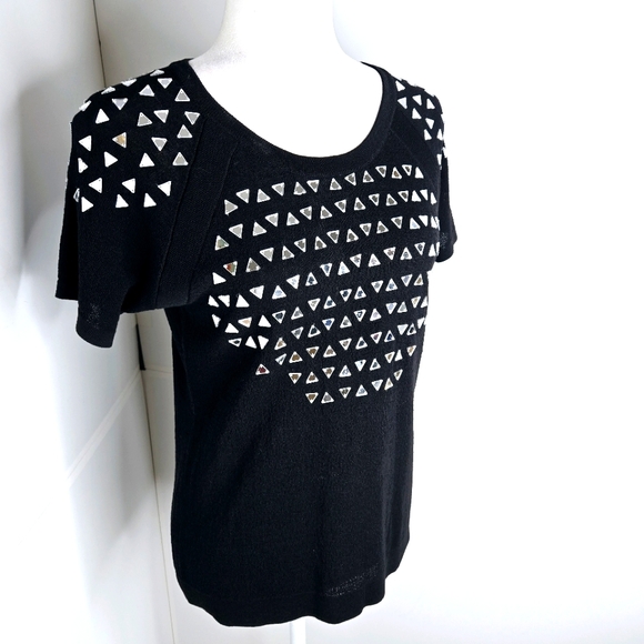 Generation Love EUC Stretch Sweater short sleeves mirror tiles Medium black - Picture 6 of 15